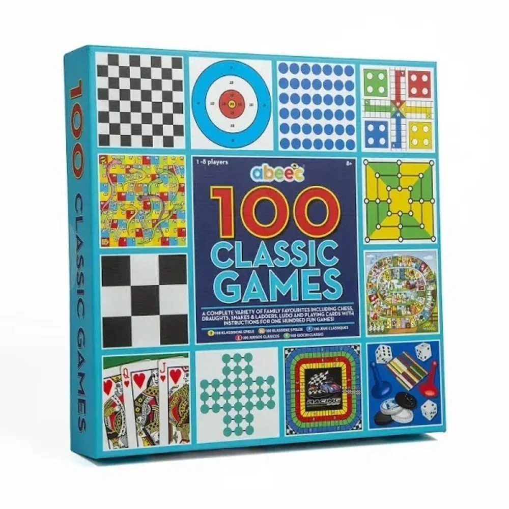 abeec 100 Classic Games  family board games Compendium Ludo, Chess, Lady Games